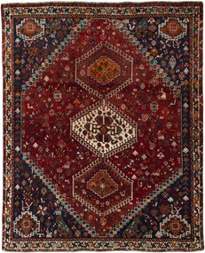 Shiraz Tappeto 180 x 220 Rosso (Iran) Annodato A Mano