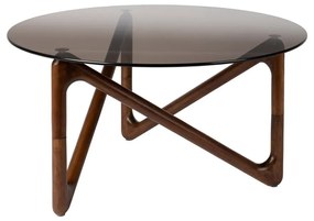 Tavolino da salotto rotondo marrone con piano in vetro ø 80 cm Naia – Dutchbone