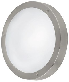 Plafoniera Esterno Moderno Vento 1 Acciaio Argento Vetro Bianco Led