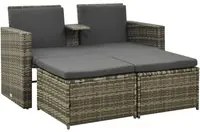 Set Divani da Giardino 3 pz con Cuscini in Polyrattan Grigio cod mxl 35424