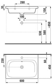 JIKA H8127137161041 - Lavabo sospeso MIO 60x45 cm ceramica nera opaca
