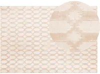 Tappeto Beige Viscosa 140 x 200 cm Motivo Geometrico Tessuto a Mano Flatweave