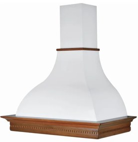 Cappa cucina rustica bianca RAFFAELLO con cornice in legno intarsio cm 90