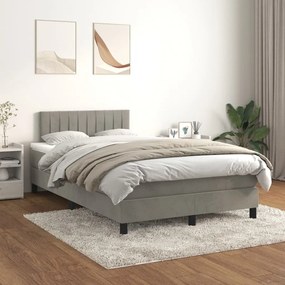 Giroletto A Molle Con Materasso Grigio Chiaro 120x200cm Velluto /