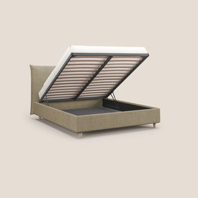 Audrey letto imbottito contenitore e sfoderabile in tessuto fiammato impermeabile T03 beige