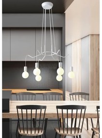 Lampadario a sospensione con filo BASSO 6xE27/40W/230V bianco