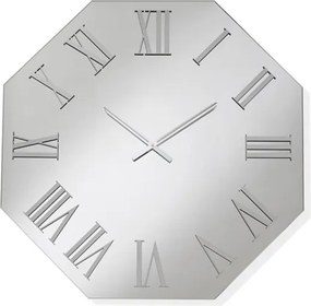 Orologio ottagonale 80x80 cm in cristallo Chiaro e numeri Argento - DYLAN