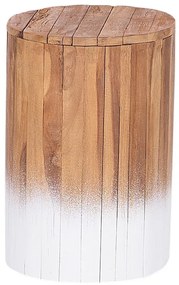 Tavolino legno di teak chiaro/bianco ⌀ 30 cm MOVAS Beliani