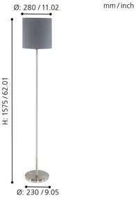 Eglo 95166 - Lampada da terra PASTERI 1xE27/60W/230V