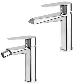 Set miscelatori lavabo e bidet in ottone cromo lucido Cristallo