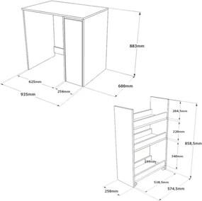 Mobile Coprilavatrice Con Cassetto 94x60x88H Rovere E Bianco Siena