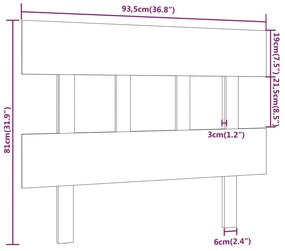 Testiera per Letto Nera 93,5x3x81 cm in Legno Massello di Pino