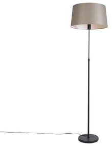 Lampada da terra nera con paralume in lino color tortora 45 cm regolabile - Parte