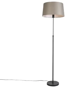 Lampada da terra nera con paralume in lino color tortora 45 cm regolabile - Parte