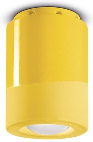 Plafoniera Vintage Decò Pi Ceramica Giallo Limone 1 Luce E14