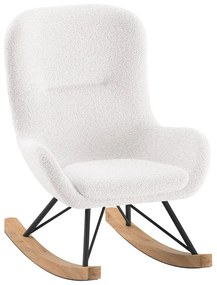 Sedia a dondolo bianca in tessuto bouclé ROCKY - Vipack