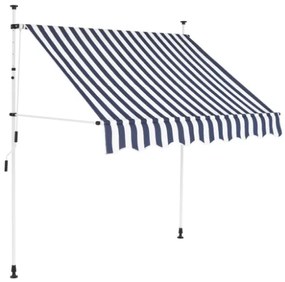 Tenda da Sole Retrattile Manuale 200 cm a Strisce Blu e Bianche