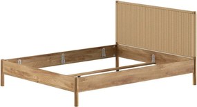 Letto matrimoniale di colore naturale in rovere massiccio rete non inclusa 160x200 cm Olive Rope – Vipack