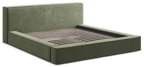 Letto matrimoniale imbottito verde con contenitore e rete inclusi 160x200 cm Noho – Makamii