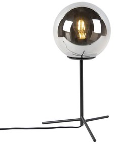 Lampada da tavolo nera art deco con vetro fumé 45,5 cm - PALLON