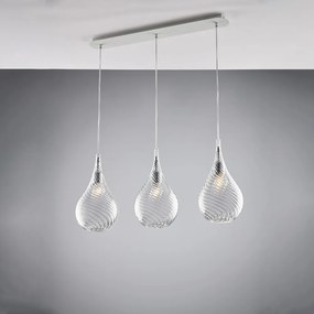 Lampadario Binario Moderno Pluvia Trasparente 3 Luci E27