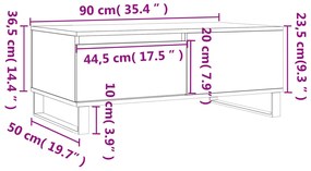 Tavolino Salotto Grigio Cemento 90x50x36,5 cm Legno Multistrato