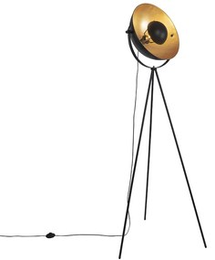 Lampada da terra nera con oro 42 cm treppiede regolabile - Magnax
