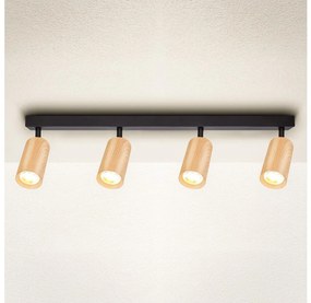 Brilagi - Faretto SELE 4xGU10/30W/230V nero/decorazioni in rovere