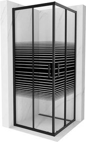 Mexen Rio cabina doccia quadrata 80 x 80 cm, strisce nere, nera - 860-080-080-70-20