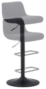 Kave Home - Sgabello Zenda in ciniglia nera e acciaio nero opaco 81-102 cm