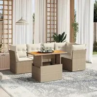 Set Divano da Giardino 5 pz con Cuscini Beige in Polyrattan 3270820