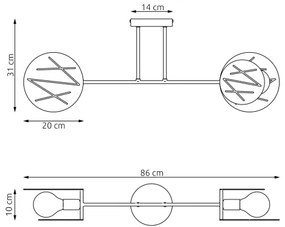 Lampadario a sospensione con supporto rigido FRICK 2xE27/15W/230V nero