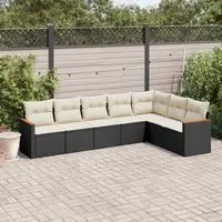 Set Divani da Giardino con Cuscini 7pz Nero Polyrattan 3226028