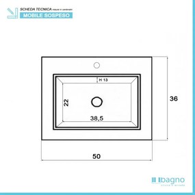 Mobile da bagno salvaspazio rovere chiaro 50x36,5 cm con anta