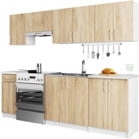Cucina Lineare 240 Cm Moderna Componibile Rovere Effetto Legno Tania