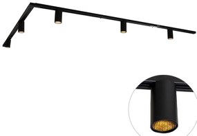 Sistema di illuminazione a binario moderno con 5 faretti neri monofase GU10 35 mm - Iconic Ruby