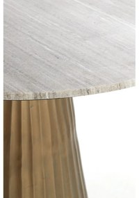 Tavolo da pranzo rotondo in bronzo e colore naturale con piano in marmo ø 100 cm Rianne - Light &amp; Living
