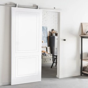 Porta scorrevole reversibile Clew in legno bianco, L 92.5 x H 211.5 cm, con binario Ermes
