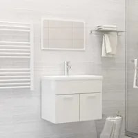 Set Mobili da Bagno Bianco Lucido in Truciolato 3071321