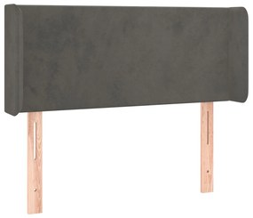 Testiera ad orecchio grigio scuro 83x16x78/88 cm in velluto