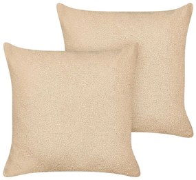 Set di 2 cuscini decorativi bouclé beige sabbia 60 x 60 cm LEUZEA Beliani