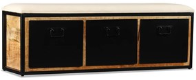 Panca contenitiva con 3 cassetti legno di mango 120x30x40 cm