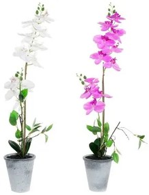 Pianta Decorativa DKD Home Decor 8424001819430 21 x 21 x 82 cm Lilla Bianco Orchidea (2 Unità)