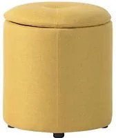 Pouf Contenitore Sgabello Cassapanca Poggiapiedi Tessuto Giallo 40x36cm Moderno