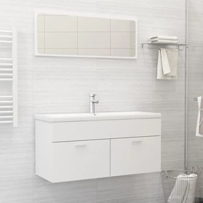 Set mobili da bagno 2 pz bianco in legno multistrato