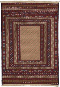 Kilim Tappeto 130x190 Beige (Afghanistan) Tessuto A Mano