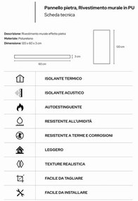 Pannello decorativo effetto roccia pietra 3D set 10 pz 7,2 mt2 rivestimento murale in PU 120 x 60 x 3 Grigio Cemento