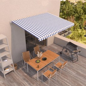 Tenda Da Sole Retrattile Manuale 400x350 Cm Blu E Bianca /