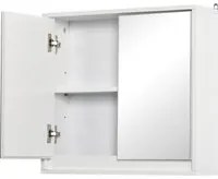 Armadietto Bagno a 2 Ante con Specchiera e Ripiano Regolabile 48x14,5x45 cm in MDF Bianco