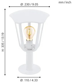 Eglo 98117 - Lampada da esterno MONREALE 1xE27/60W/230V IP44 altezza 335 bianco